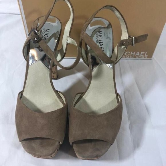 Michael Kors Women’s Shoes Sandals Suede Heels 9 - Picture 3 of 12